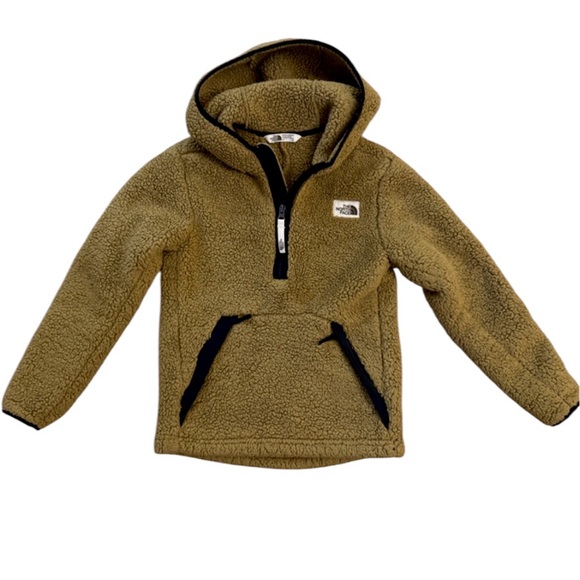 The North Face Campshire Teddy Brown Sherpa Half Zip Hooded Fleece Boys L 14/16 - Picture 6 of 10